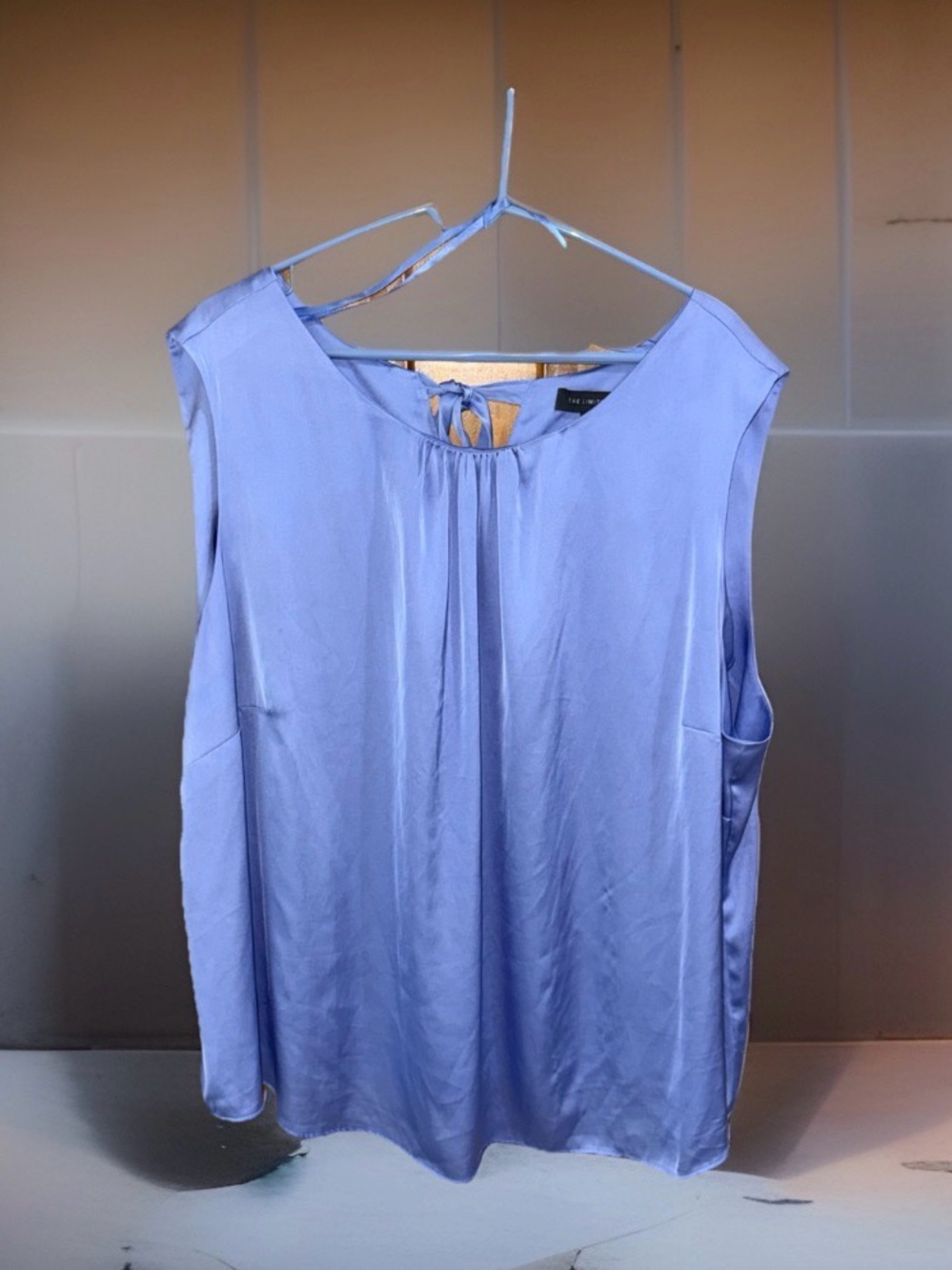 The Limited Women’s Cornflower Blue Satin Sleeveless Camisole-3X-GC